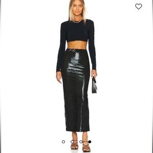 Kim Shui Black Croc-Embossed Jersey Midi Skirt - NWT